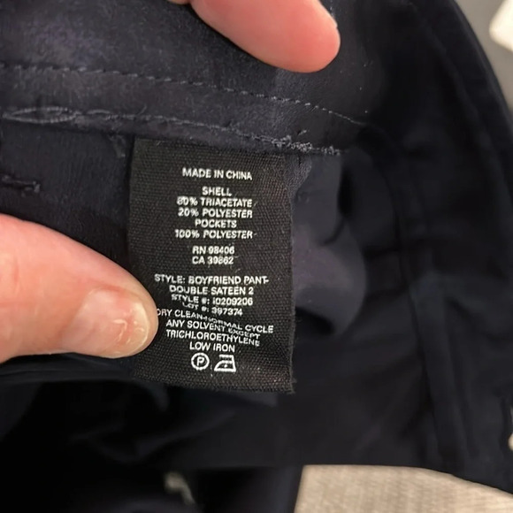 Theory Boyfriend Double Sateen Slim Pant in Navy - Picture 7 of 9